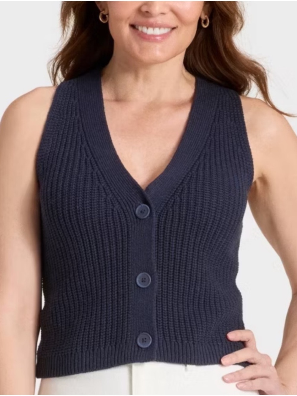 Universal Thread Women's Button-Front Sweater Vest Navy Blue